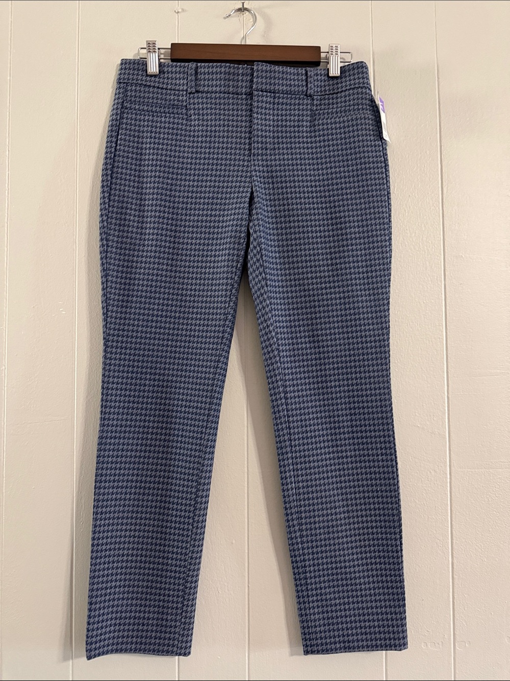 Banana Republic Women's Blue Houndstooth Cropped Dress Pants
